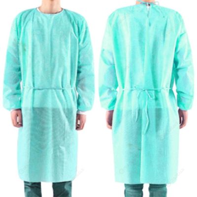 Robe jetable d'isolement de couleur verte, robes protectrices jetables d'hôpital
