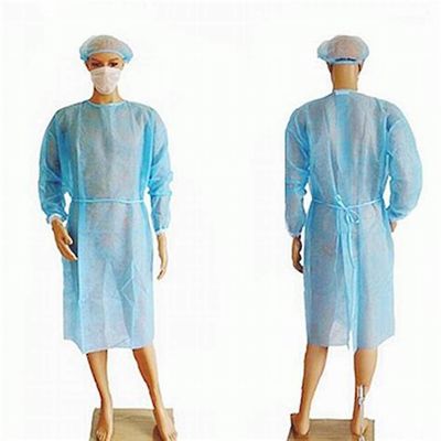 Pleine robe non tissée jetable en plastique d'isolement de PPE avec la manchette tricotée