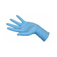 Les gants jetables bleus de nitriles saupoudrent l'utilisation générale libre
